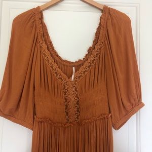 Rust colored free people maxi/midi dress size XS